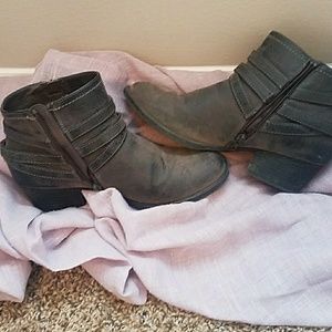 Gray Leather Booties